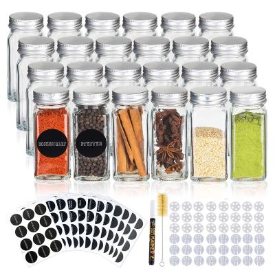 China 24PCS Viable SET 4OZ 120ML SQUARE SPICE SHAKE HOT SALE GLASS JARS for sale