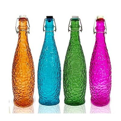 China Sustainable 1L Colored Glass Water Bottle For Fridge for sale