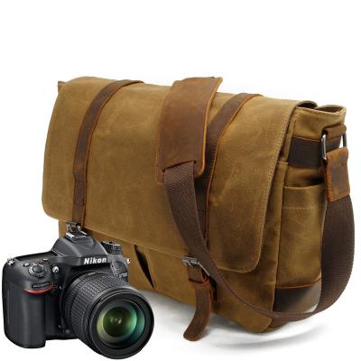 China Crazy Horse Waterproof Classic Durable Shoulder Sling Bag Waterproof Messenger Bag Vintage Camera Bags For Photography for sale