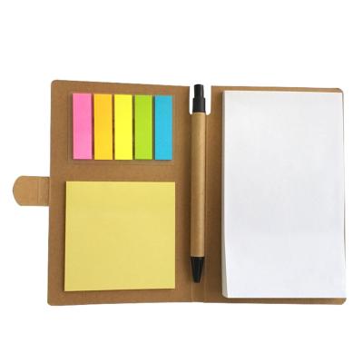 China Whosale Printed High Quality Custom Kraft Paper Notebook With Pen Also Have Colors Sticky Paper for sale