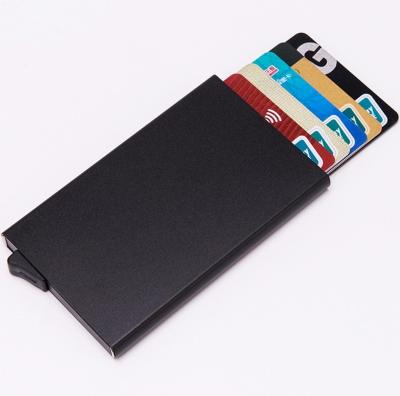 China Fashion Security Brush Business Card Holder/Simple Portable Auto Bank Automatic Cards Case With Rfid Blocking for sale