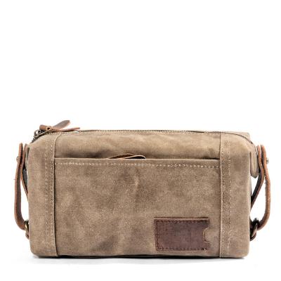 China Canvas Ziplock Dopp Kit Waterproof Cosmetic Bag Storage Large Vintage Cowhide Leather Toiletry Bag Travel Portable Bag Leisure for sale