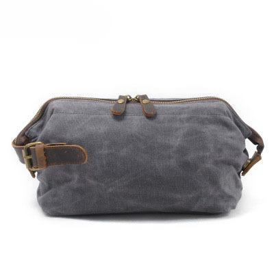 China Popular Vintage Portable Waterproof Canvas Water Resistant Shaving Dopp Kit Hanging Makeup Toiletry Bag for sale