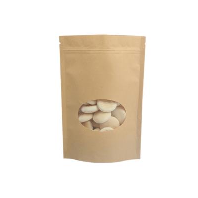 China Custom Recycled Materials Logo Hot Selling Kraft Paper Packaging Bag With Circle Window Nuts Candy Tea Bags for sale