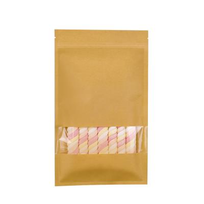 China Self Adhesive Disposable Food Kraft Paper Bags With Zipper Window for sale