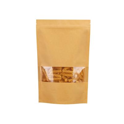 China Disposable Food Stand Up Zip Kraft Paper Bag With Window for sale