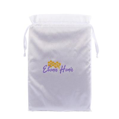 China Recyclable Custom Drawstring Waist Satin Jewelry Gift Packaging Silk Pouch Bags With Custom Logo for sale