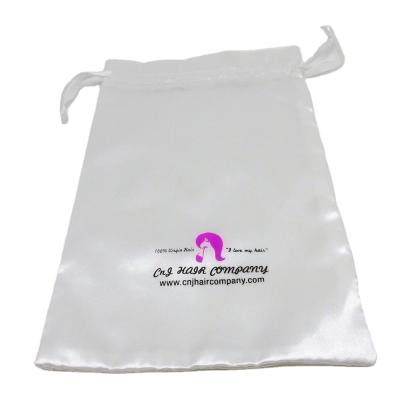 China Recyclable Custom Logo Printing Silk Jewelry Hair Extensions Wig Satin Drawstring Pouch Packaging Bag for sale