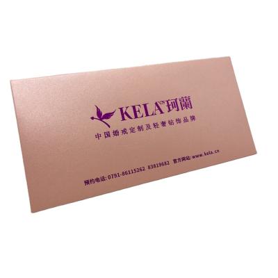 China Gift Envelope Hot Sale Customized Pearl Paper Envelope Pink Purple Foil Logo Cards Packaging For Wedding /Greeting for sale