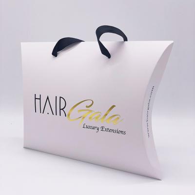 China Handmade popular custom logo zed logo printed blank hair bundle hair extension packing pillow box for sale