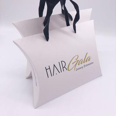 China Handmade Custom Logo Printed Pillow Shape Box Fake Hair Bundles Packaging Box for sale