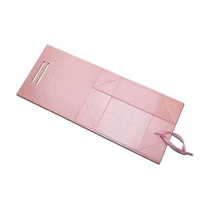 China Handmade Pink Custom Paper Packaging Magnetic Foldable Cardboard Gift Box With Ribbon for sale