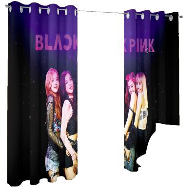 China Blackout BlackPink Custom 3D Printed Curtain For Living Dining Room Decoration And With Pancake And American Flat Window Perfect for sale