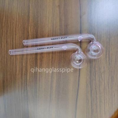 China wholesale sweet puff glass pipe oil burner water pipe  12/14/15/16 cm for somking pipe for sale