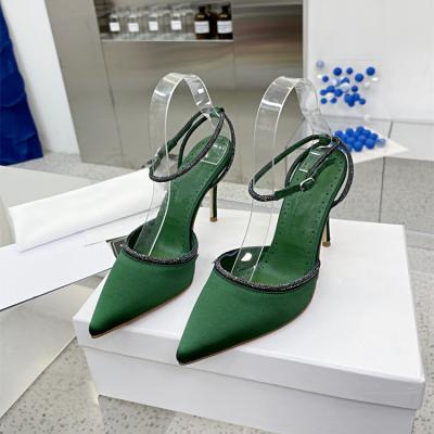 China Pretty Charming Simple Waterproof Dress Party Ankle Strap Women Rhinestone Pumps High Heel Casual Walking Shoes Chunky Women Sandals for sale