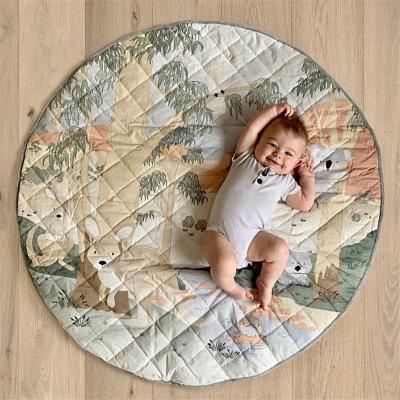 China Multifunctional Goal House Kids Cartoon Around Floor Blanket Kids Crawling Mat Design Baby Game Soft Animal Crawling Mat for sale