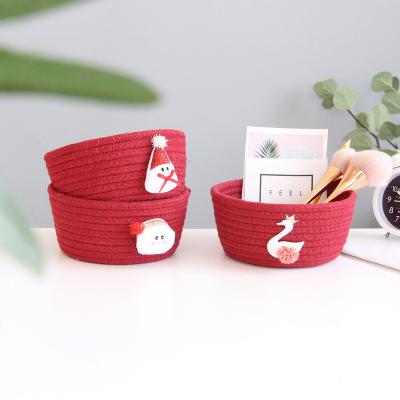 China Folding Desk Basket Santa Claus Woven Storage Red Christmas Decoration Hot Selling Mess Storage Baskets for sale