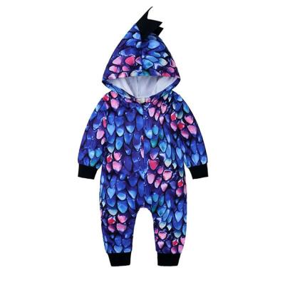 China Sale Baby Cartoon Dinosaur Fabric Breathable Warm Colored Sleeve Overalls Long Sleeve Unisex Baby Romper Jumpsuit for sale