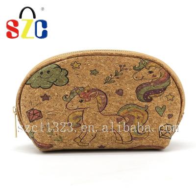 China Travel Eco Friendly Cork Cosmetic Bag Toiletry Bag Natural Makeup Organizer Cork Zipper Pouch Handbag for sale