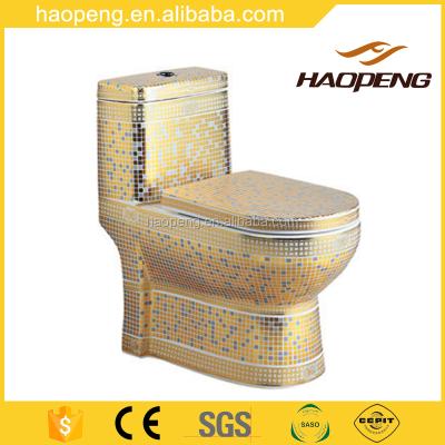 China Hot Selling Double-Flow New Gold Printed One Piece Toilets / Arabic Toilet WC for sale