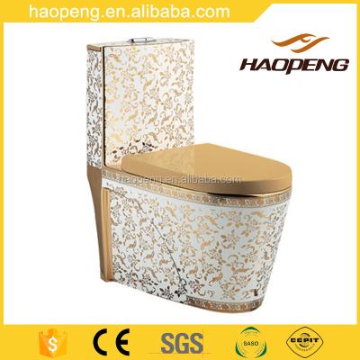 China Double-Flow Haopeng Style Russian Toilet With Bidet Function Golden P-trap Strap 250mm Toilet for sale