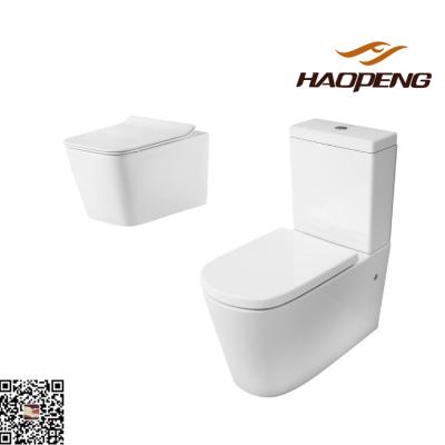 China Double-Flow Russia Bathroom P-Trap Two Piece Rimless Flush Toilet for sale