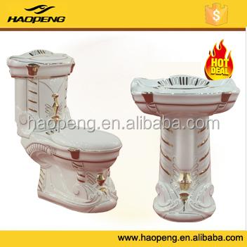 China Double-flush Luxury Sanitary Ware Decorated Color Bathroom Set Two Piece Toilet for sale