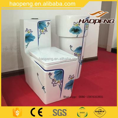 China Hot Sale Ceramic Design Double-Flow Washdown WC One Piece Bathroom Toilet Seat for sale