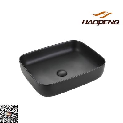 China Modern China High Quality No Hole Black Hand Lavatory Matte Ceramic Art Sink for sale