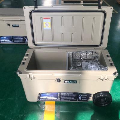 China 70QT Large Ice Cooler Box Waterproof Outdoor Fishing Rotomolded Coolers With Wheels for sale