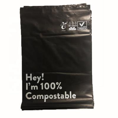 China Safety 100% Compostable Cornstarch PLA Black Biodegradable Ads Shipping Eco Friendly Bags 12x15.5inches Envelopes Package Supplies for sale