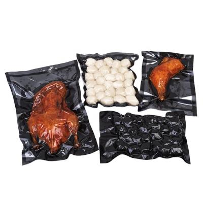 China PE PA Food Grade Disposable Nylon Laminated Sealed Embossed Sealed Embossed Plastic Vacuum Bags Black Food Grade Vacuum Bag Squeeze Sausage Meat Storage Bags for sale