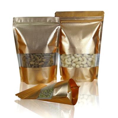 China Moisture Proof In Stock Gold Embossing Food Bags Aluminum Foil Factory Sale Directly With Window for sale