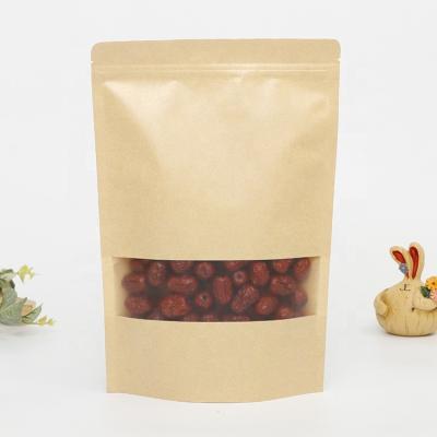 China Resealable Ziplock Doypack Beans Jujube Food Packaging Paper Moisture Proof Transparent Bag With Frosted Window And Zipper for sale