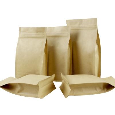 China Cheap Price Eight Sides Inner Square Flat Pet Bottom Foil Moisture Proof Price Kraft Paper Bag Moisture Proof Packaging for sale