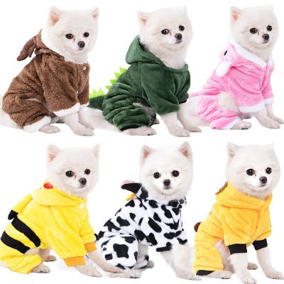 China TOYS Autumn And Winter Pet Clothes Puppy Clothes Velvet Dinosaur Cow Warm Coral Pet Clothing for sale