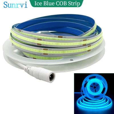 China Warehouse 8mm Ice Blue COB LED Strip 252led/M PCB DC12V With 12W/m Strip Lights Led Car Light High Density Non Led Dot FOB for sale