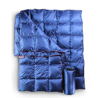 China Portable 20D Nylon Down Warm Nap Blanket Wearable Portable Travel Office Light Weight Quilt Blanket Cover for sale