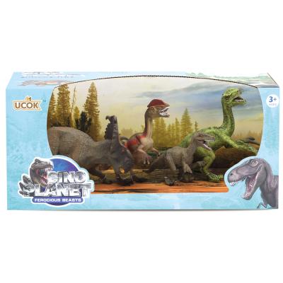 China Is Phthalate Free and Completely Safety Tested 4-Pieces Dinosaur Playset, Plastic Animal Figurine Children's Toy Gift Home Decorate Window Box for sale