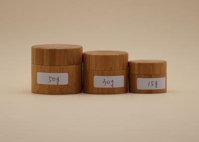 China Skin Care Cosmetic Cream Containers , Bamboo Cream Jars 15g 30g 50g for sale