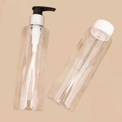 China Cosmetic Factory Customized Cosmetic Empty Plastic Bottle Separate 350ml Clear Size PET Travel Bottle for sale