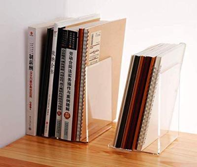 China Clear Acrylic Book Ends Stand Holder Shelves Heavy Duty Desk Organizer Book Stopper Book Ends for sale