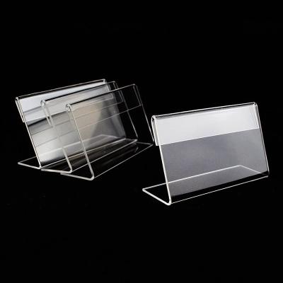 China Stocked Upgrade Craft L Shape Acrylic Sign Holder Rack Card Holder Tag Label Worktop Menu Holder Organizer for sale