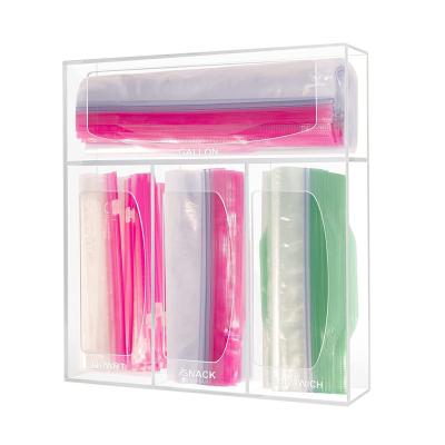 China Home Using Ziplock Quart Sandwich Bag Storage Organizer, Acrylic Baggie Organizer Plastic Bag Dispenser Holder for sale