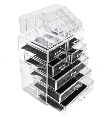 China Sustainable Makeup Organizer Acrylic Cosmetic Storage Drawers Jewelry Display Box With 7 Drawers for sale