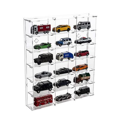 China Figures Stand Hot Wheels and LOL Dolls Acrylic Assembly Matchbox Showcase Organizer Storage 2 Pack 18 Compartments for sale