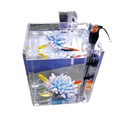 China Viable Factory Customized Cube Shape Acrylic Aquarium Fish Tank With Led Light Standard Tank for sale