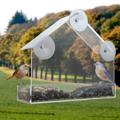 China Viable Clear Acrylic Window Bird Feeder Outside Feeder For Bird With Strong Suction Cups for sale