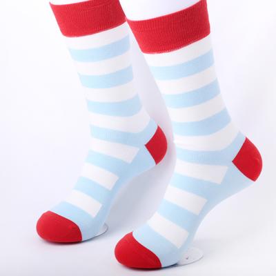 China Wholesale Antibacterial Latest Fashion Happy Socks Bars Crew Socks 100% Cotton Socks Men for sale