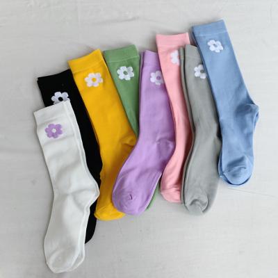 China Manufacturer Customized Socks Korean style flower pattern fashion crew QUICK DRY women bangs 100 cotton for sale